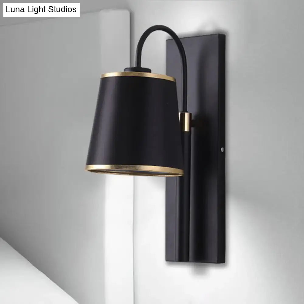 Modern dark brown & gold conical shade wall lamp living room sconce