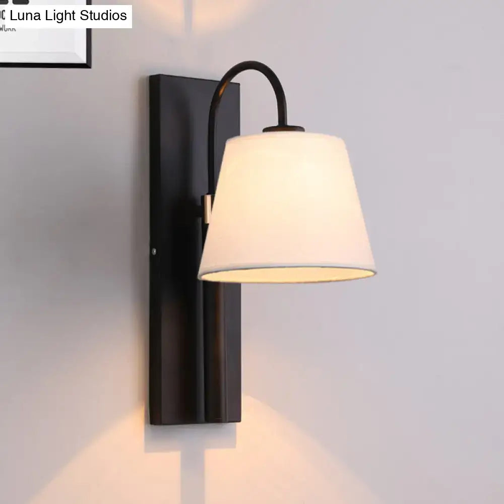 Modern dark brown & gold conical shade wall lamp living room sconce