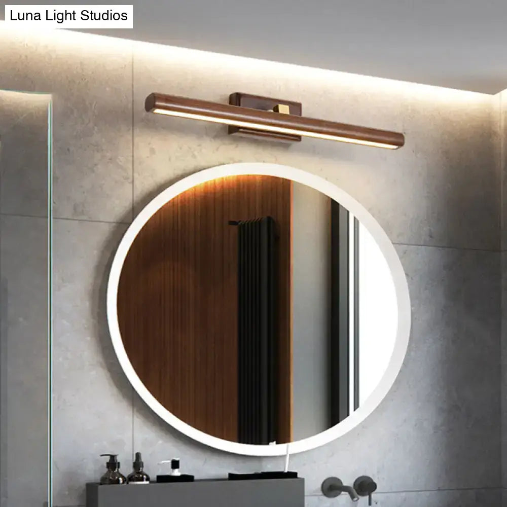 Modern dark wood linear wall sconce bathroom vanity light