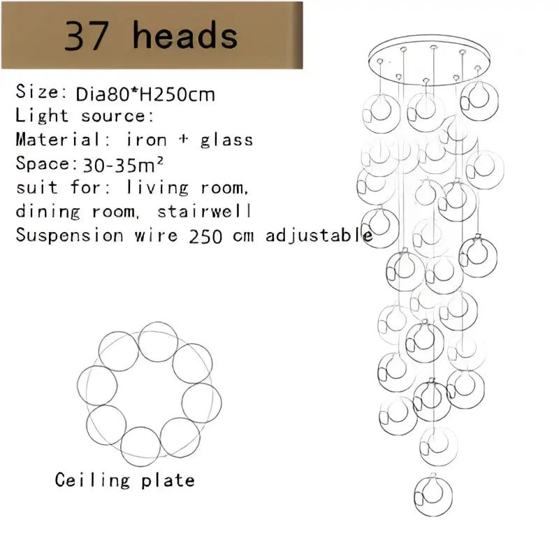 Modern decorbites bubble led chandelier clear glass dining room light