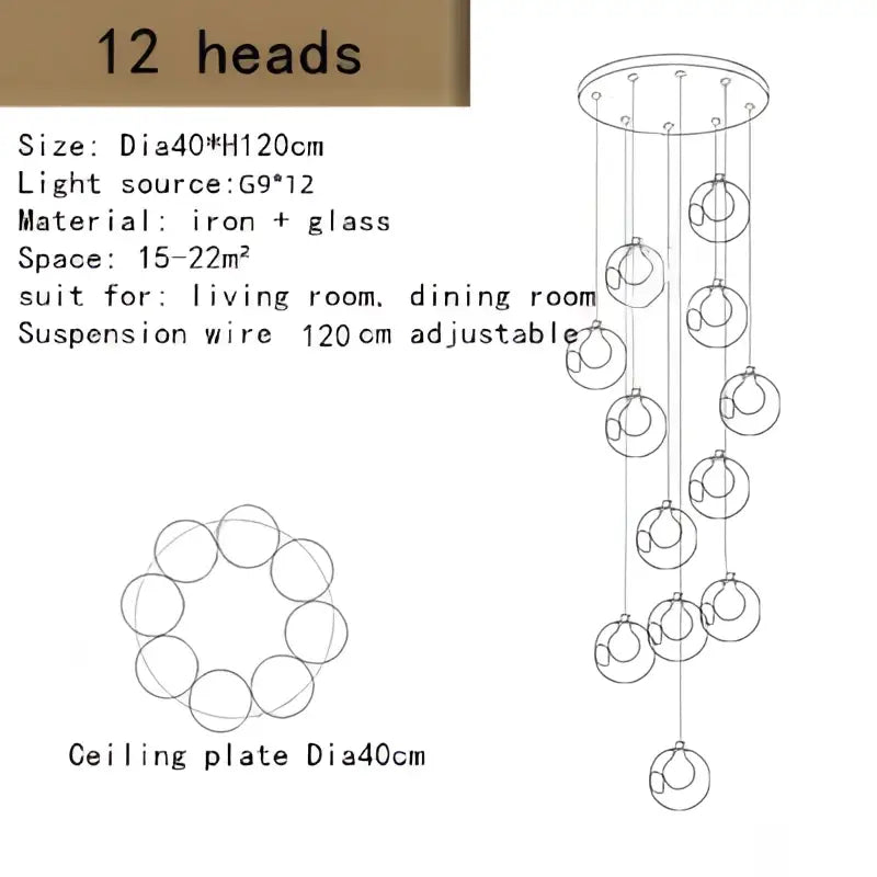 Modern decorbites bubble led chandelier clear glass dining room light