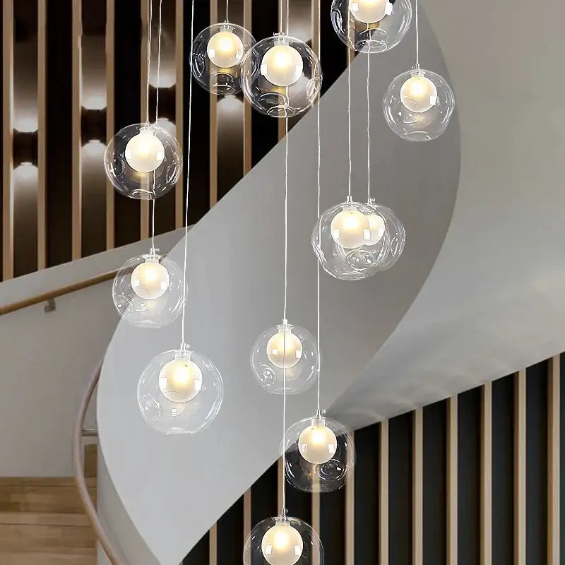 Modern decorbites bubble led chandelier clear glass dining room light
