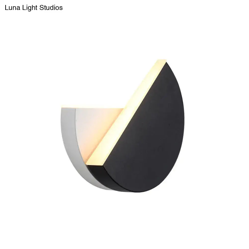 Modern double semicircle black & white wall lamp bedroom sconce