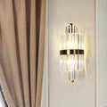 Modern faceted crystal bronze wall light bedroom two lights