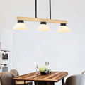 Modern farmhouse wooden cone linear pendant light kitchen island