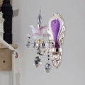 Modern frosted glass purple wall sconce with teardrop crystal bedroom