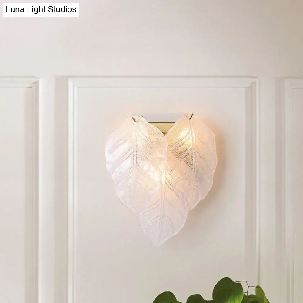 Modern frosted white glass leaf wall sconce light hallway fixture