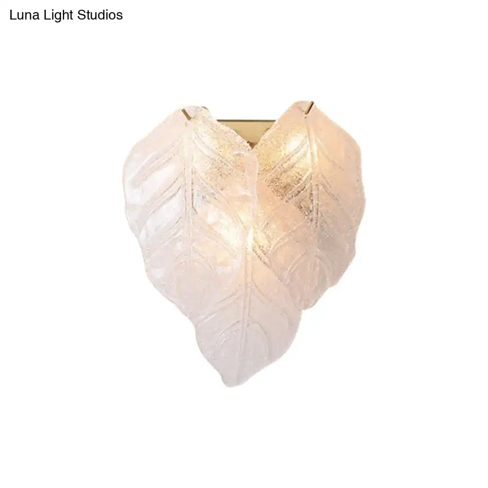 Modern frosted white glass leaf wall sconce light hallway fixture