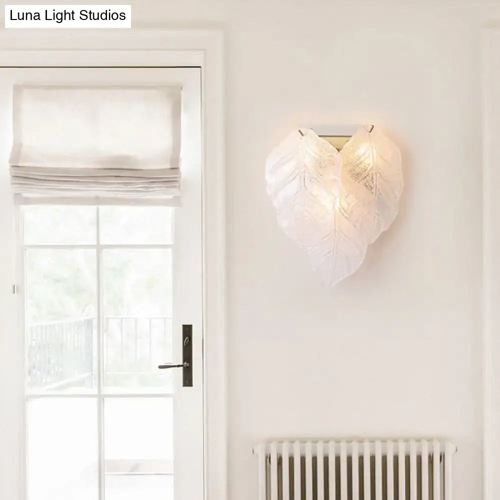 Modern frosted white glass leaf wall sconce light hallway fixture