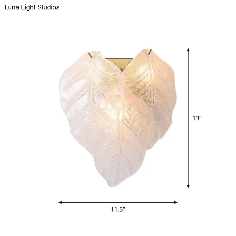 Modern frosted white glass leaf wall sconce light hallway fixture