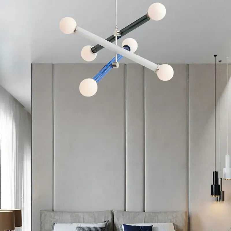 Modern geometric colorful chandelier art deco dining room light