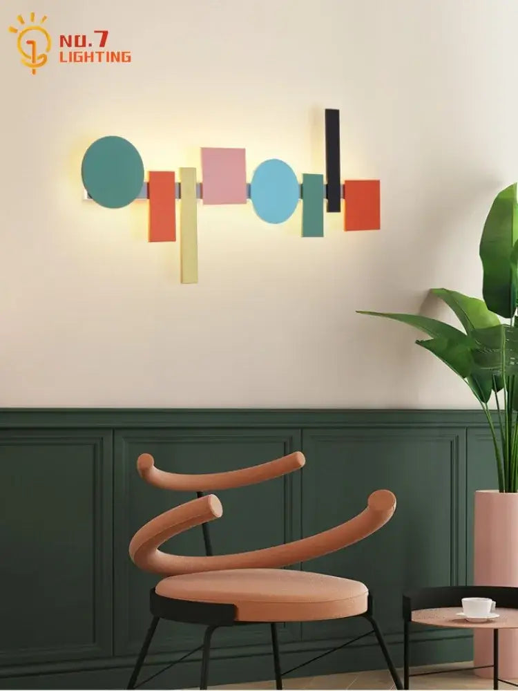 Modern geometric colorful led acrylic iron wall lamp bedroom
