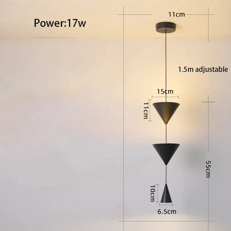 Modern geometric decorbites cone long led pendant bedroom light