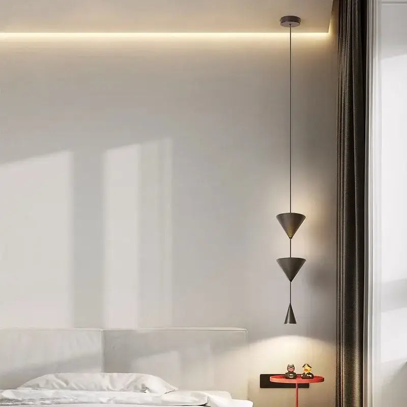 Modern geometric decorbites cone long led pendant bedroom light
