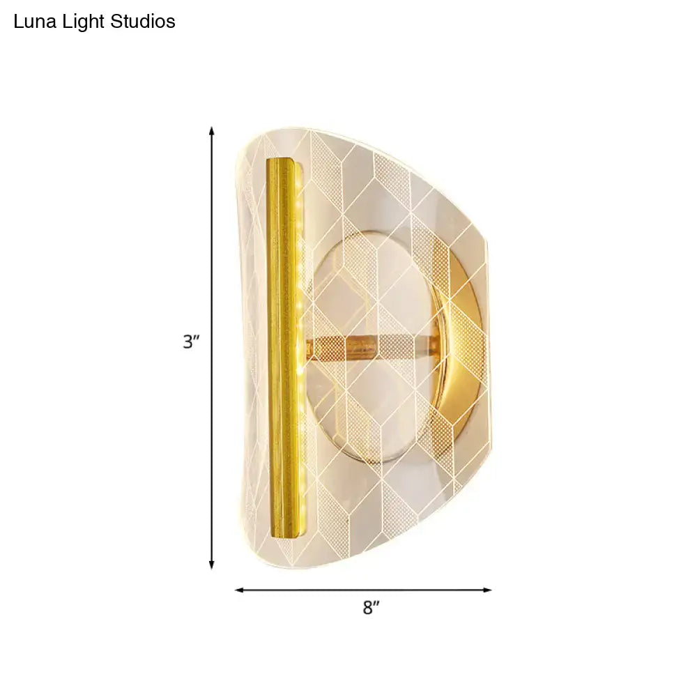Modern geometric gold sconce light – living room grid pattern