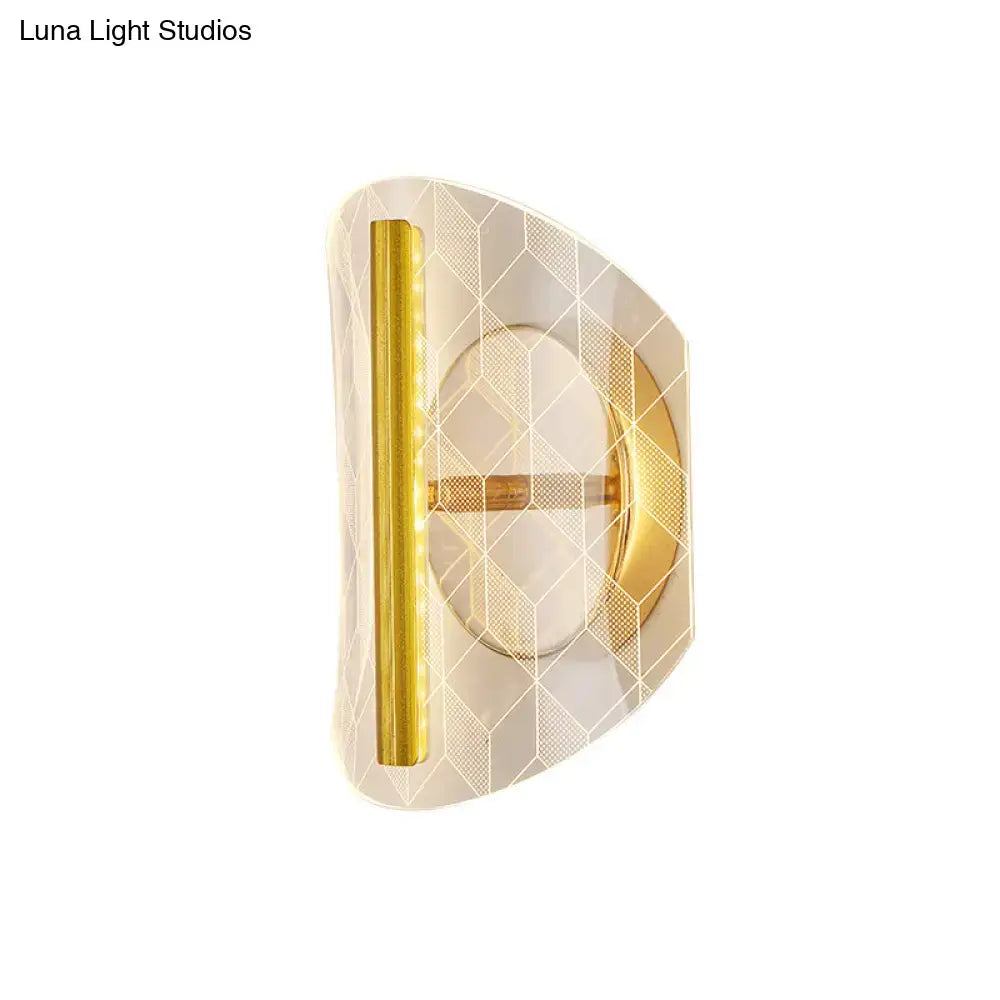 Modern geometric gold sconce light – living room grid pattern