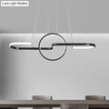 DecorBites™ modern black gold metal pendant light with sleek circular led elements and warm white light kit for dining rooms