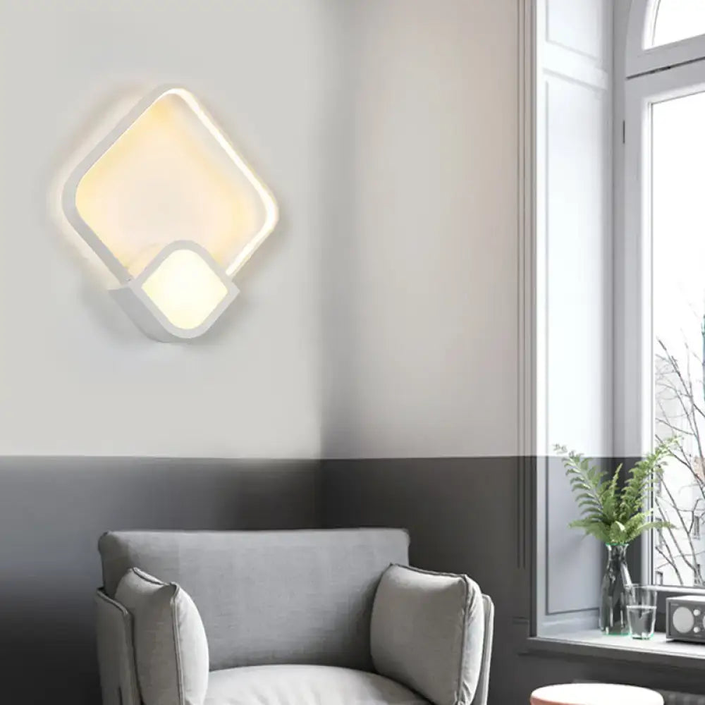 Modern geometric led white wall sconce light for living room