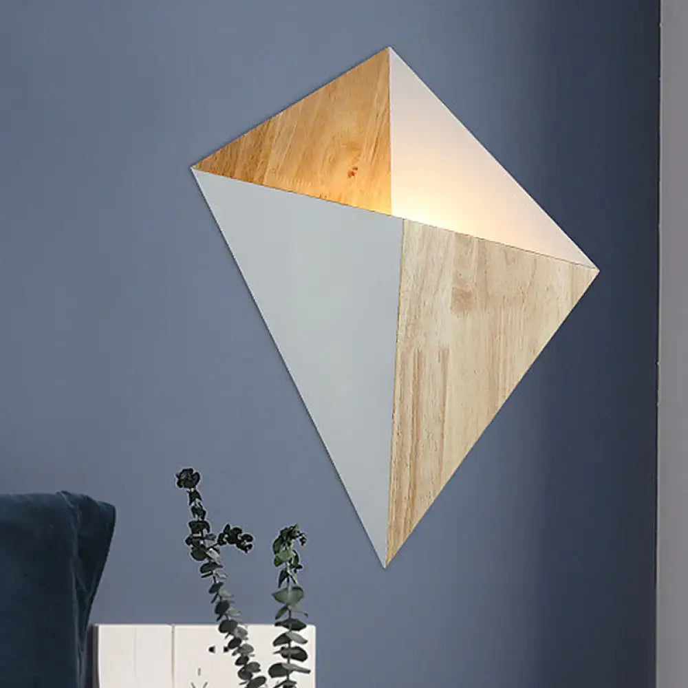 Modern geometric rubber wood wall sconce for bedroom