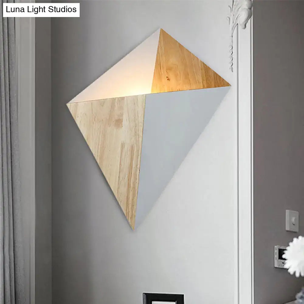 Modern geometric rubber wood wall sconce for bedroom