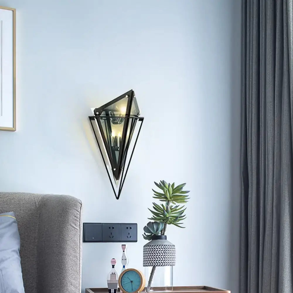 Modern geometric smoke gray led wall lamp living room sconce