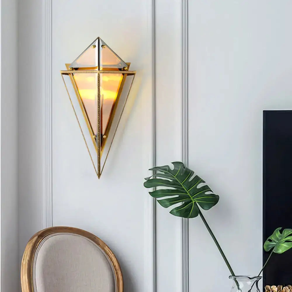 Modern geometric smoke gray led wall lamp living room sconce