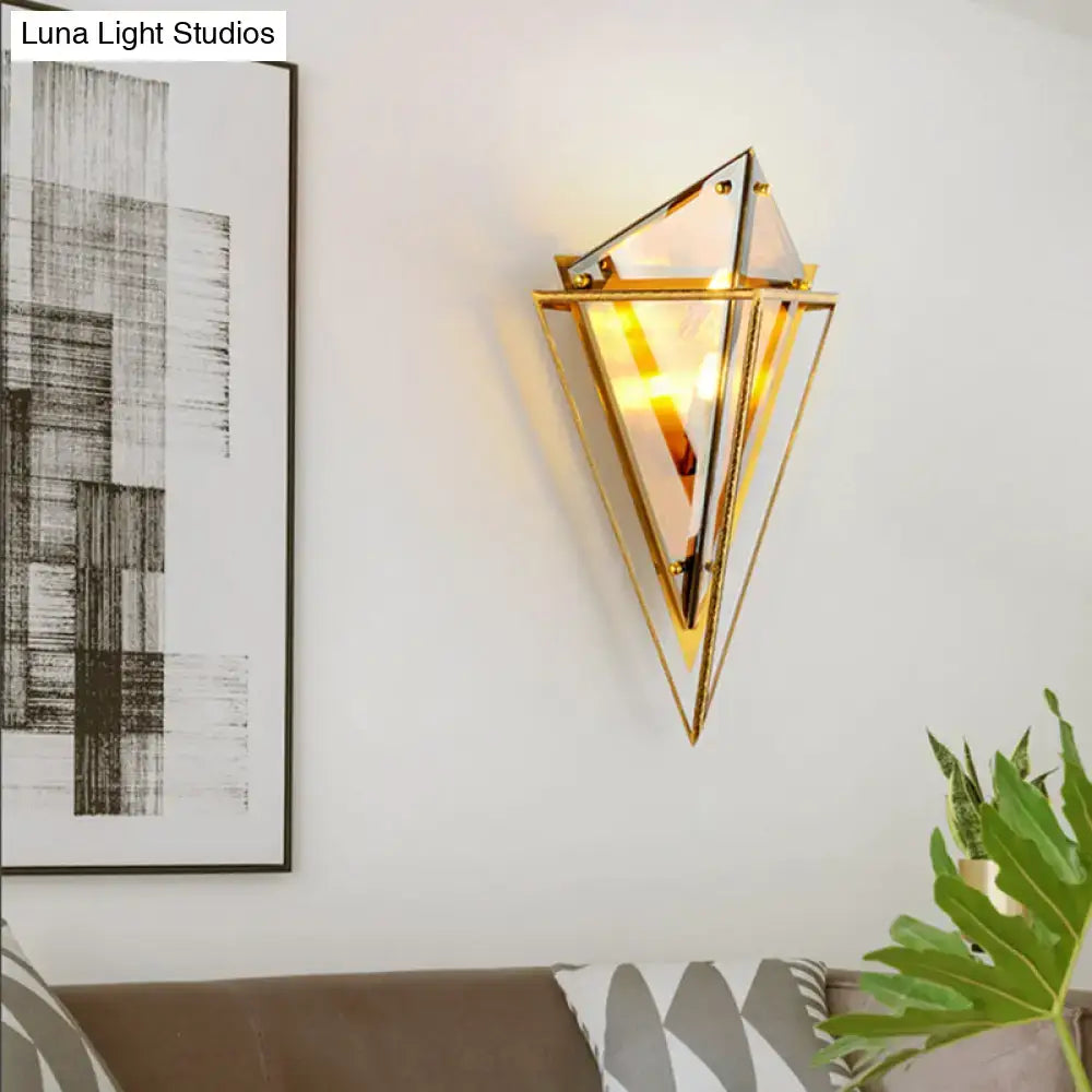 Modern geometric smoke gray led wall lamp living room sconce