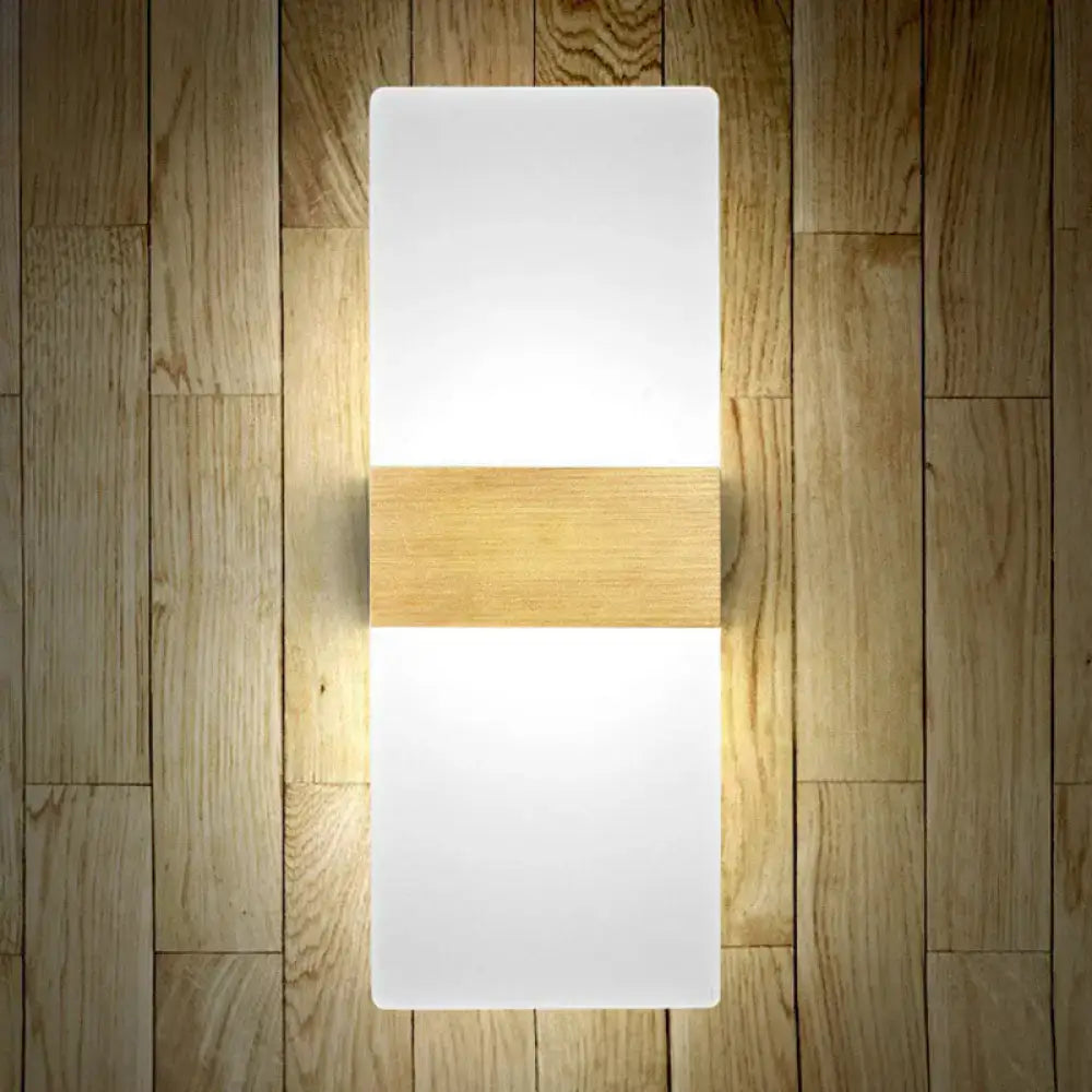Modern geometric wood and acrylic wall sconce lamp bedroom light