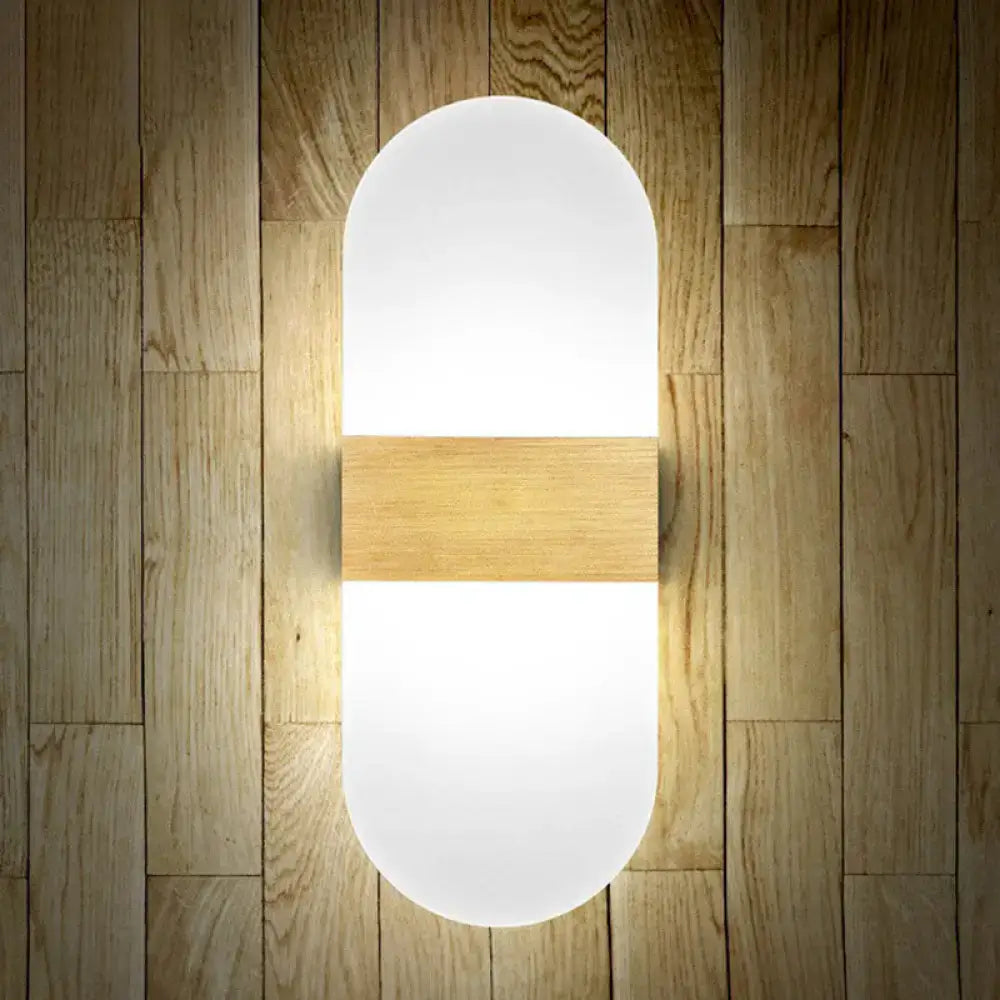 Modern geometric wood and acrylic wall sconce lamp bedroom light