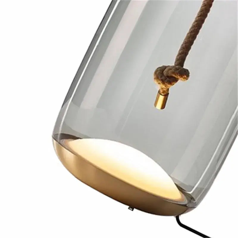 Modern glass knot table lamp with brass base for bedroom decor