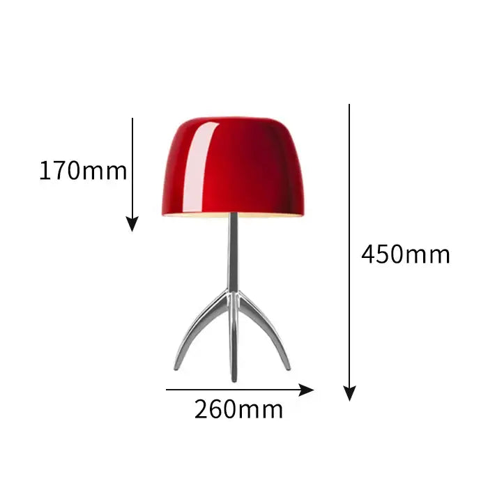 Modern glossy red candy color table light bedroom tripod lamp