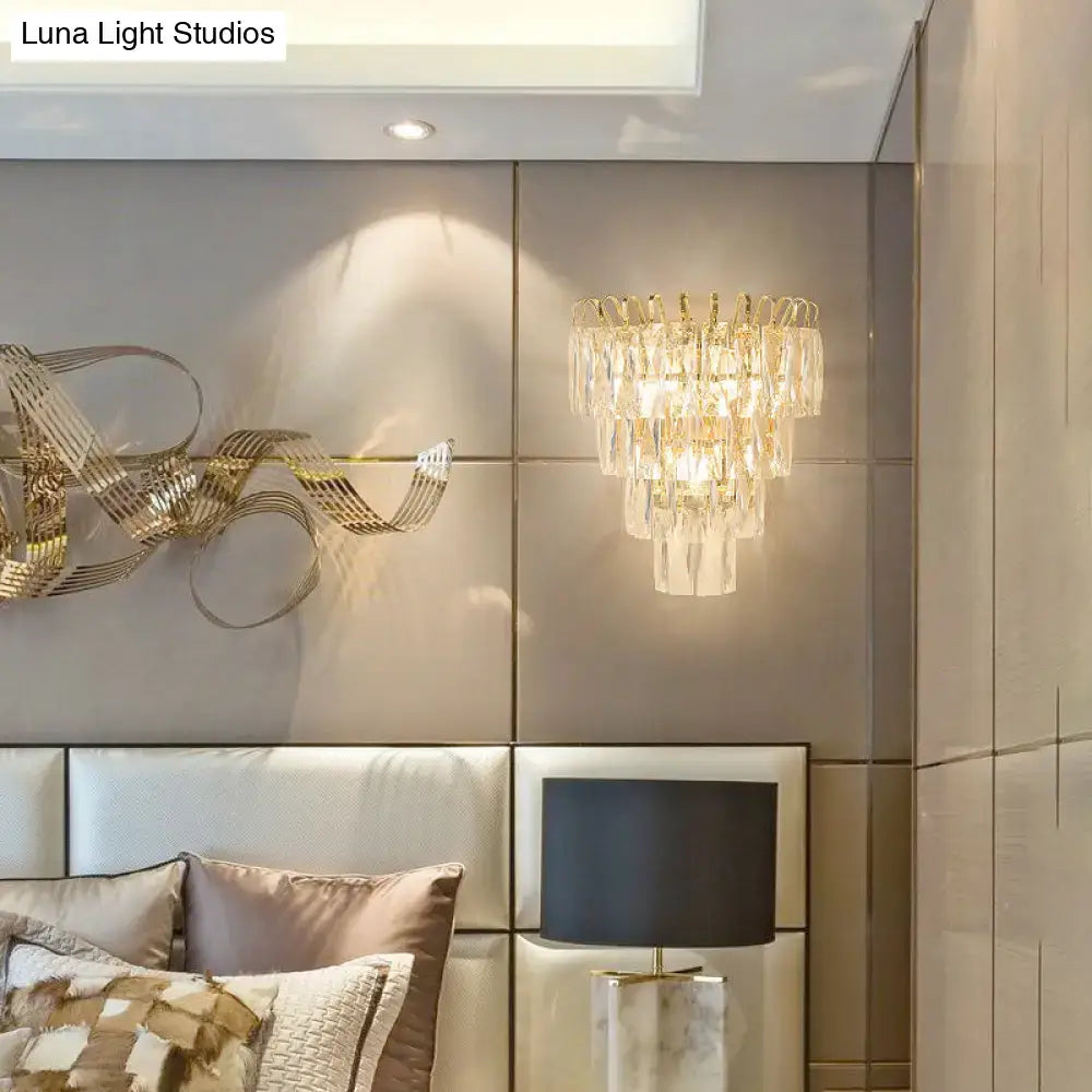 Modern gold 3 head crystal wall sconce living room e12 e14 bulb base