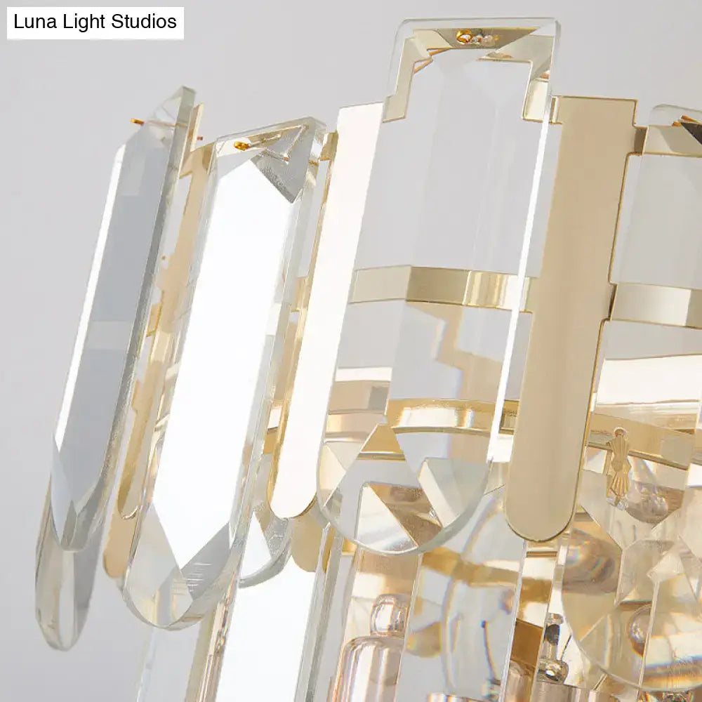 Modern gold 3-headed crystal wall sconce bedroom 15 inch fixture