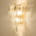 Modern gold 3-headed crystal wall sconce bedroom 15 inch fixture