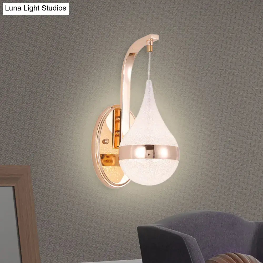 Modern gold acrylic waterdrop wall light fixture bedroom sconce
