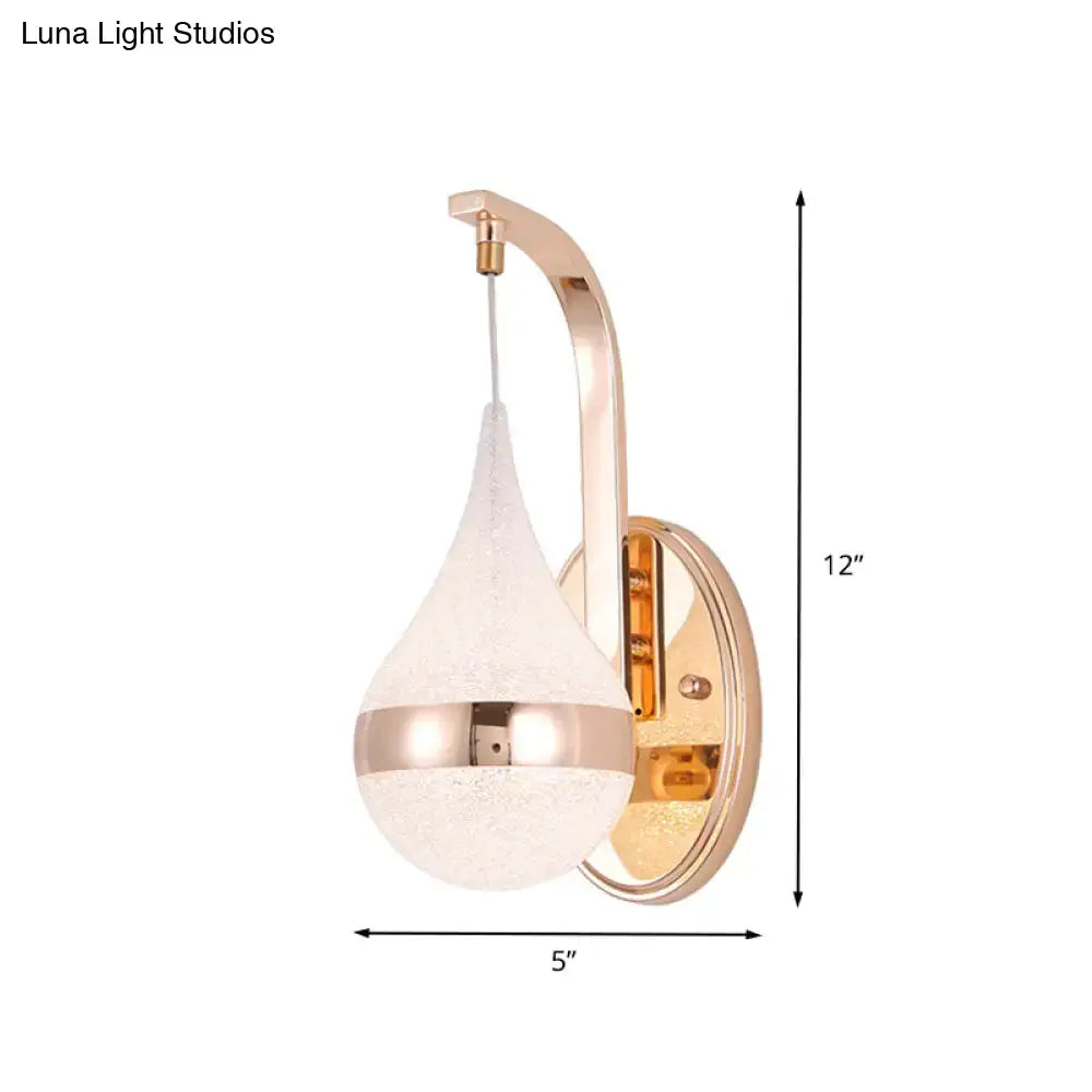 Modern gold acrylic waterdrop wall light fixture bedroom sconce