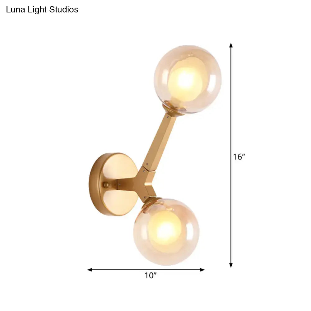 Modern gold amber glass wall light fixture bedroom tree accent