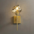 Modern gold amber smoke gray glass wall sconce with textured amber smoke gray glass shade for living room lighting
