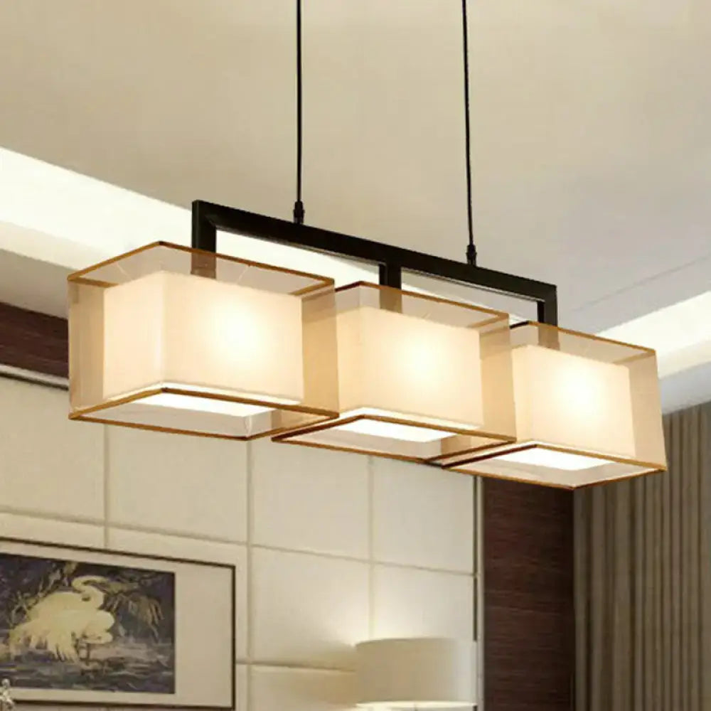 Modern gold and beige fabric island light – kitchen suspension lighting