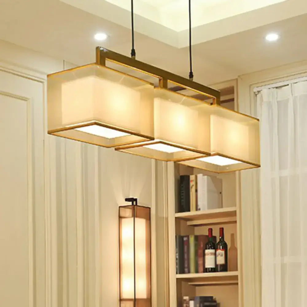 Modern gold and beige fabric island light – kitchen suspension lighting