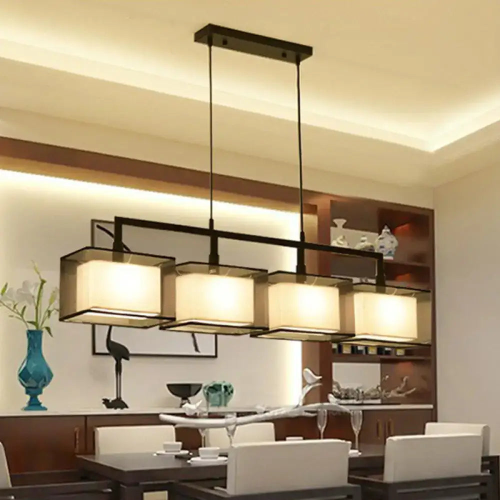 Modern gold and beige fabric island light – kitchen suspension lighting