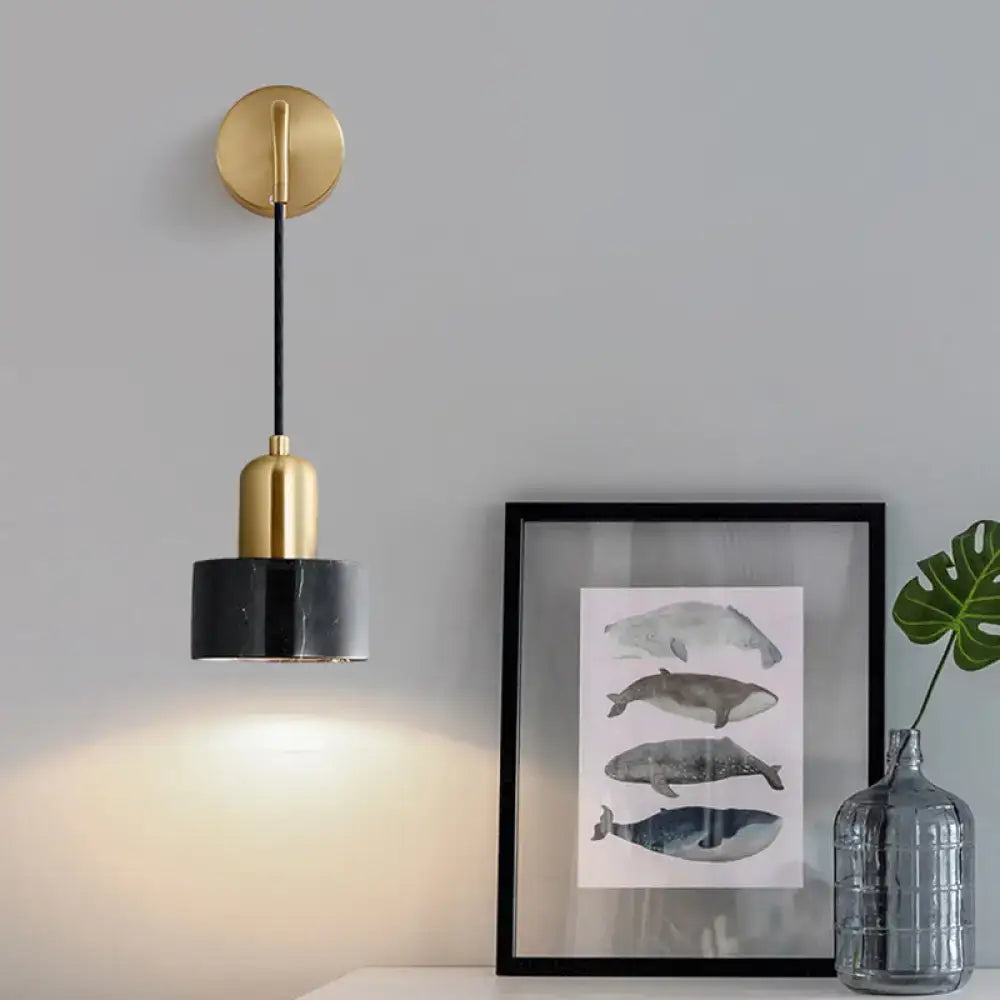 Modern gold and black marble pendant light fixture for living room
