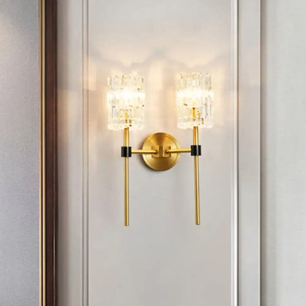 Modern gold and black wall sconce – living room crystal wall light