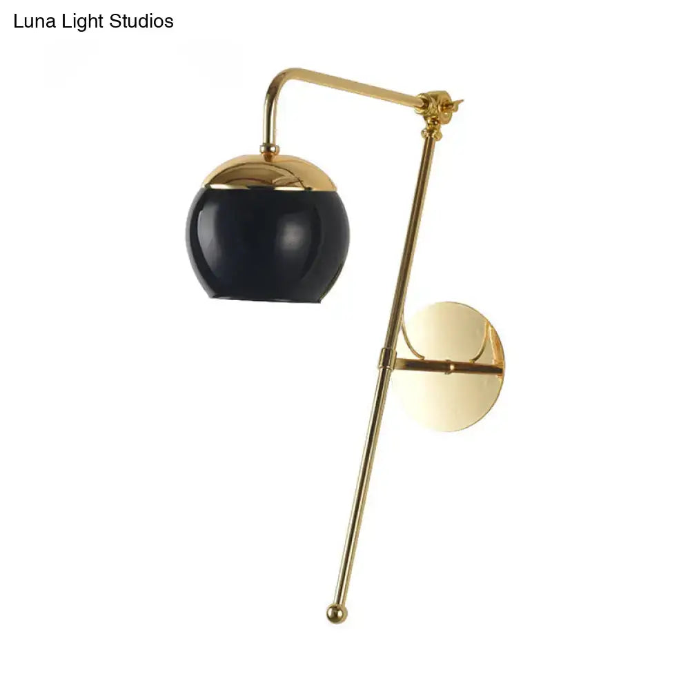 Modern gold and clear black glass ball sconce – bedroom wall light