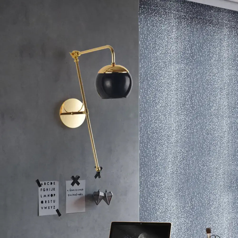 Modern gold and clear black glass ball sconce – bedroom wall light