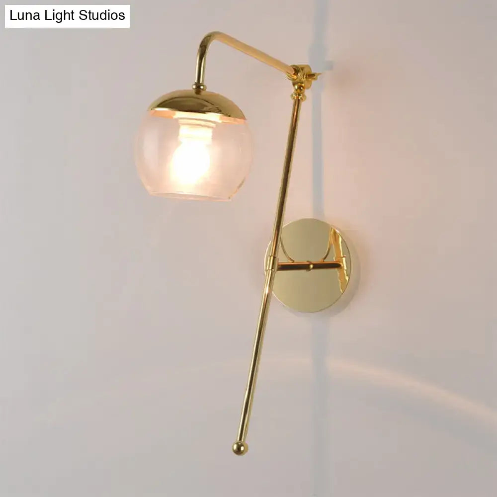 Modern gold and clear black glass ball sconce – bedroom wall light