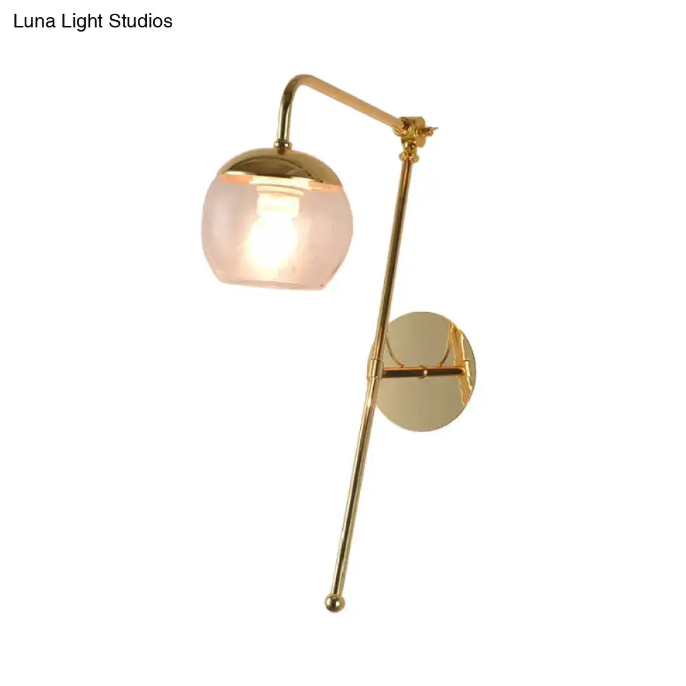 Modern gold and clear black glass ball sconce – bedroom wall light