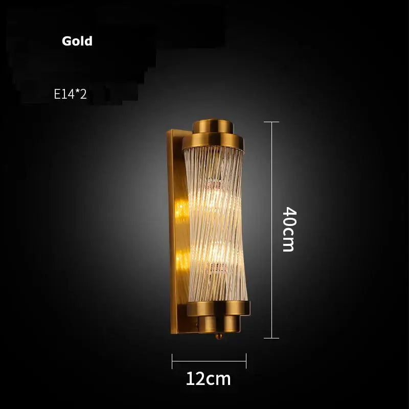 Modern gold and clear crystal led wall sconce bedroom light