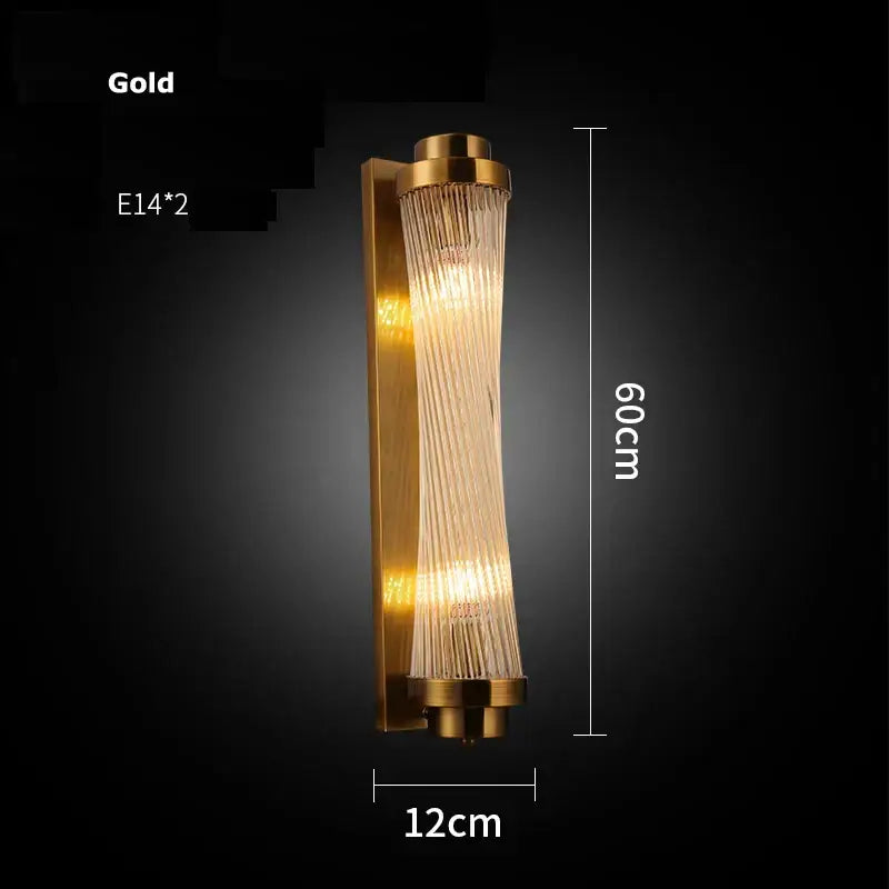 Modern gold and clear crystal led wall sconce bedroom light