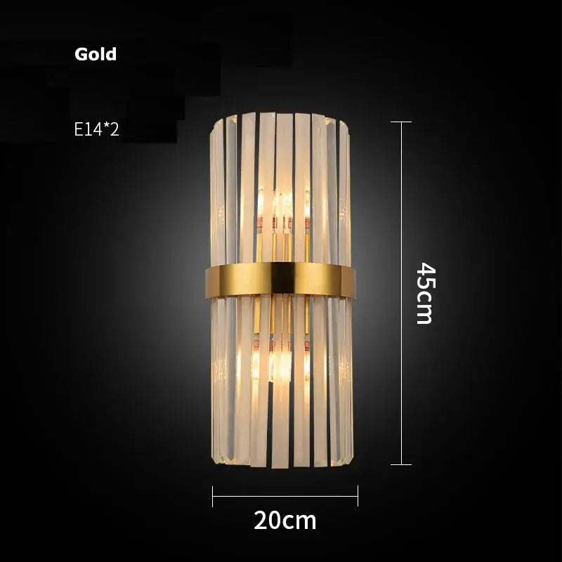 Modern gold and clear crystal led wall sconce bedroom light
